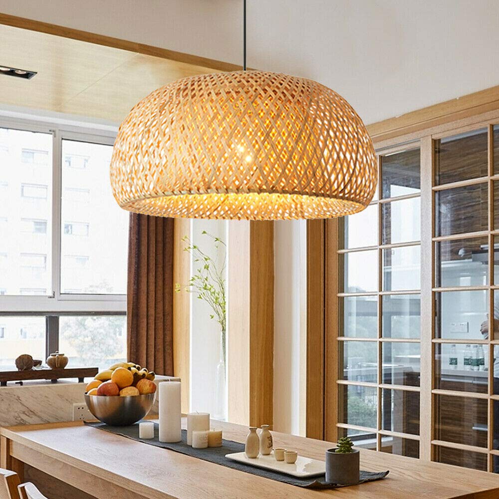 Hand-Woven Bamboo Dome Pendant Light