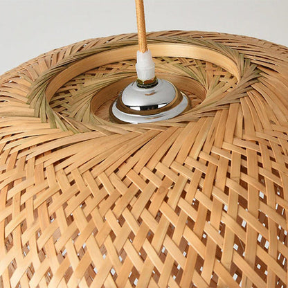 Hand-Woven Bamboo Dome Pendant Light