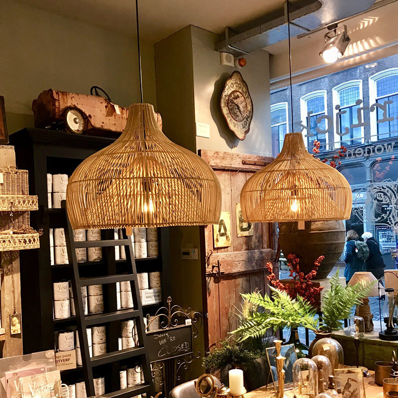 Rattan Gourd Pendant Light