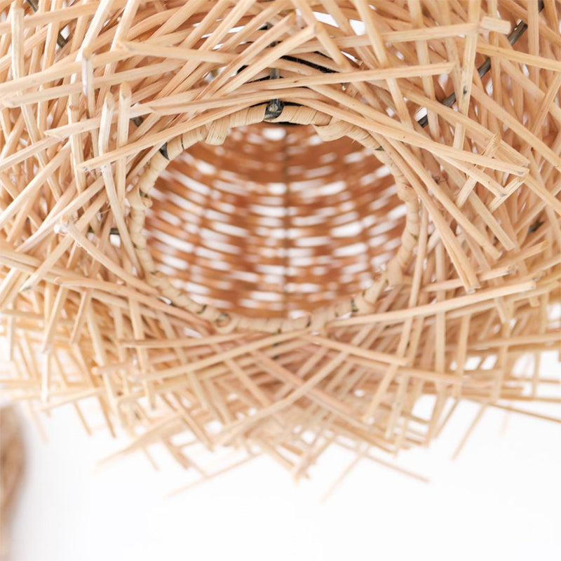 Shallow Rattan Woven Lamp Chandelier
