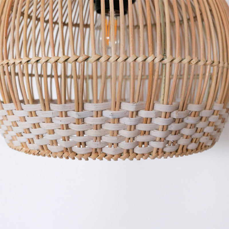 White Thread Woven Bamboo Pendant