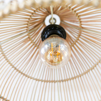 White Thread Woven Bamboo Pendant
