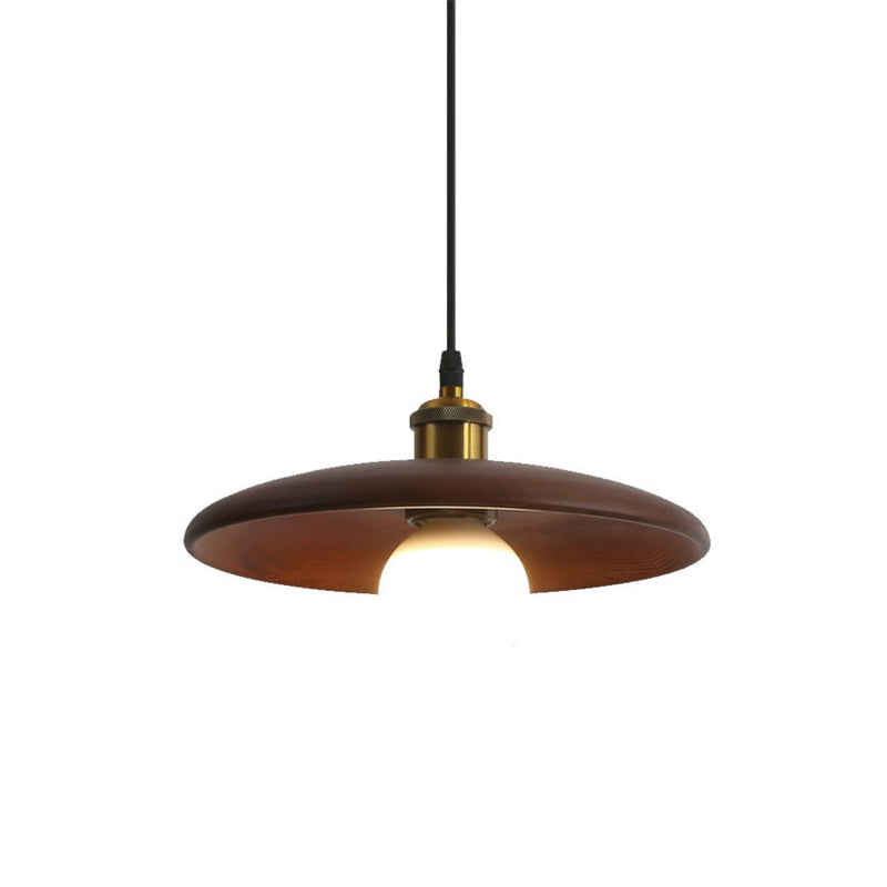 Natural Wood Shallow Pendant Light