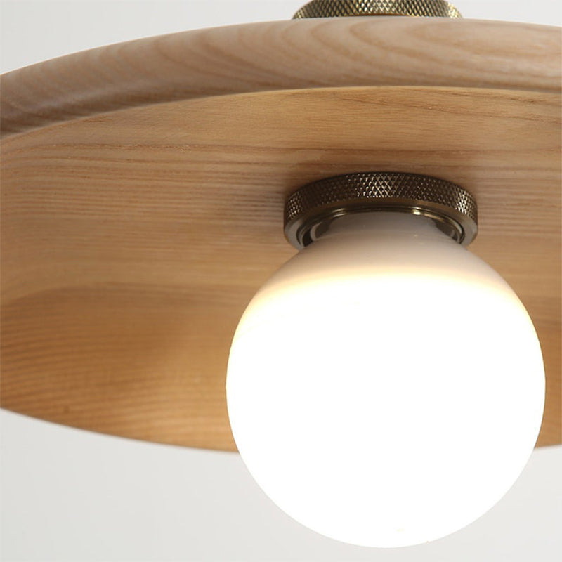 Natural Wood Shallow Pendant Light