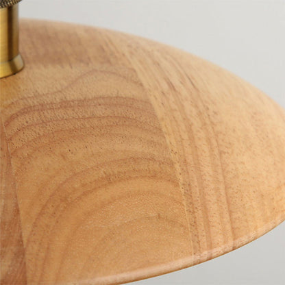Natural Wood Shallow Pendant Light