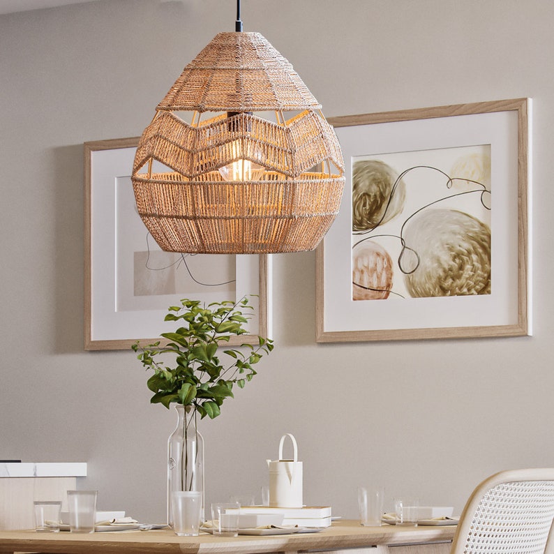 Retro Rattan Rope Hanging Lampshade