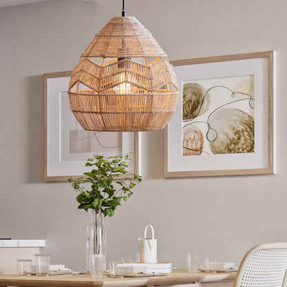 Retro Rattan Rope Hanging Lampshade
