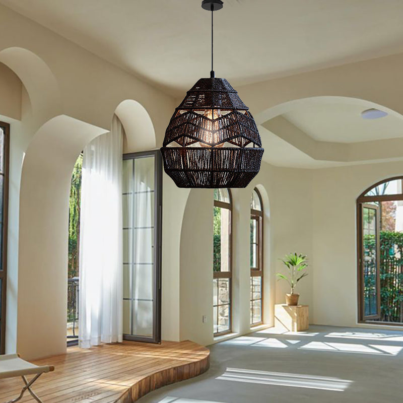 Retro Rattan Rope Hanging Lampshade