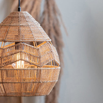 Retro Rattan Rope Hanging Lampshade