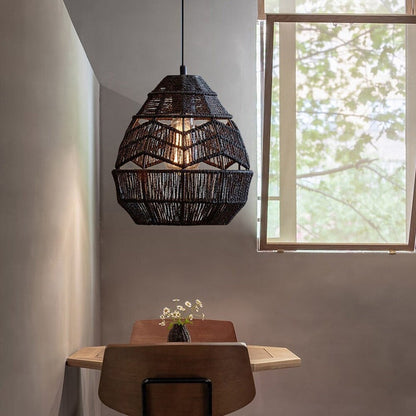 Retro Rattan Rope Hanging Lampshade