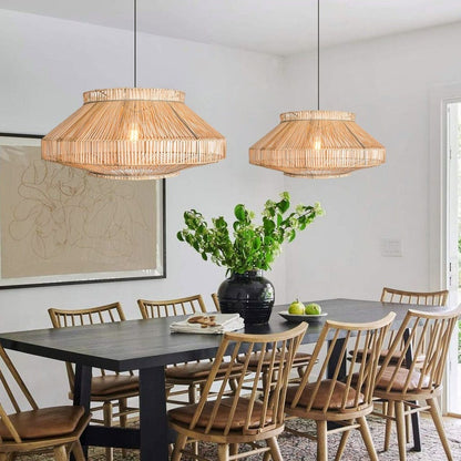 Rattan Woven Flush Mount Ceiling Light