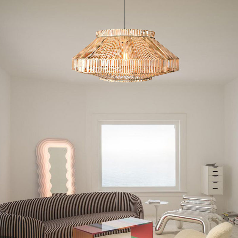 Rattan Woven Flush Mount Ceiling Light