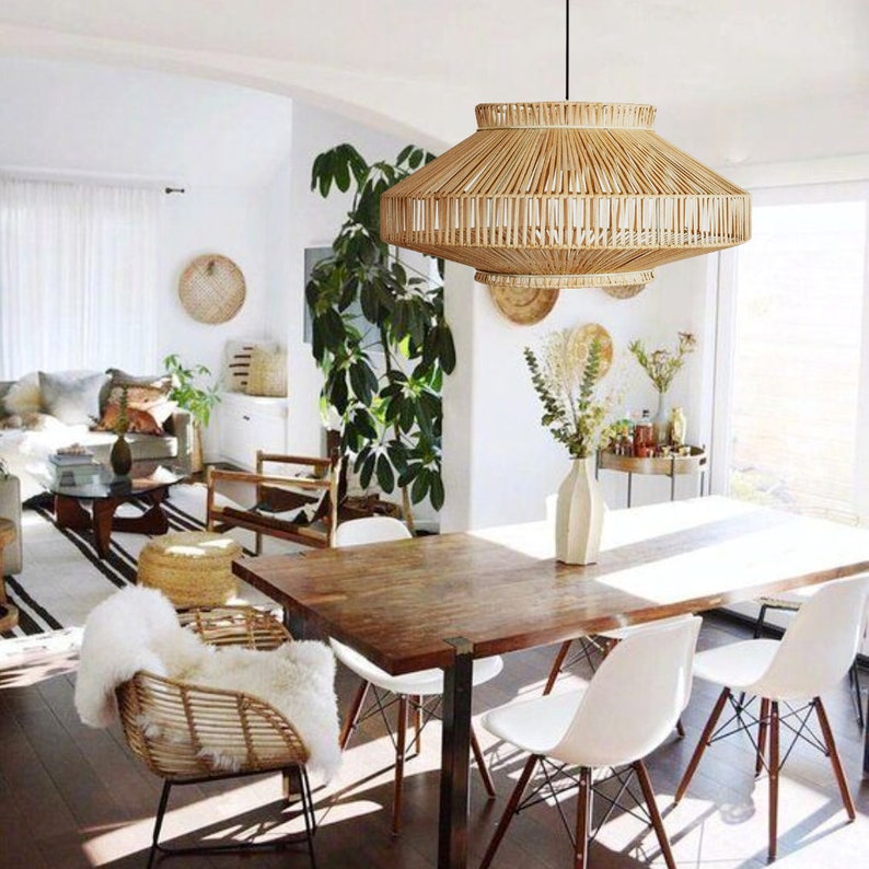 Rattan Woven Flush Mount Ceiling Light