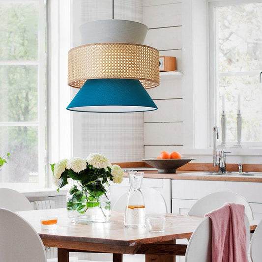 Water Lake Blue Fabric Ceiling Lamp Nordic Chandelier Basket Light Fixture-[Modern pendant lighting for bedroom and living space]-Demolights UK