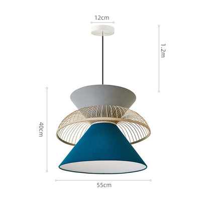 Lake Blue Fabric Basket Pendant Light