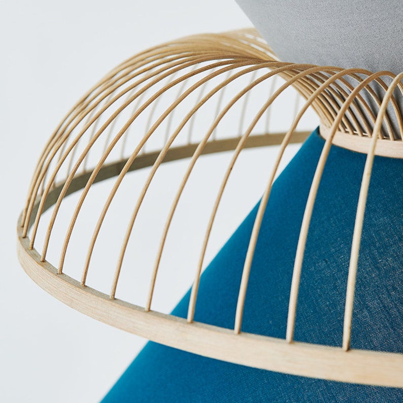 Lake Blue Fabric Basket Pendant Light
