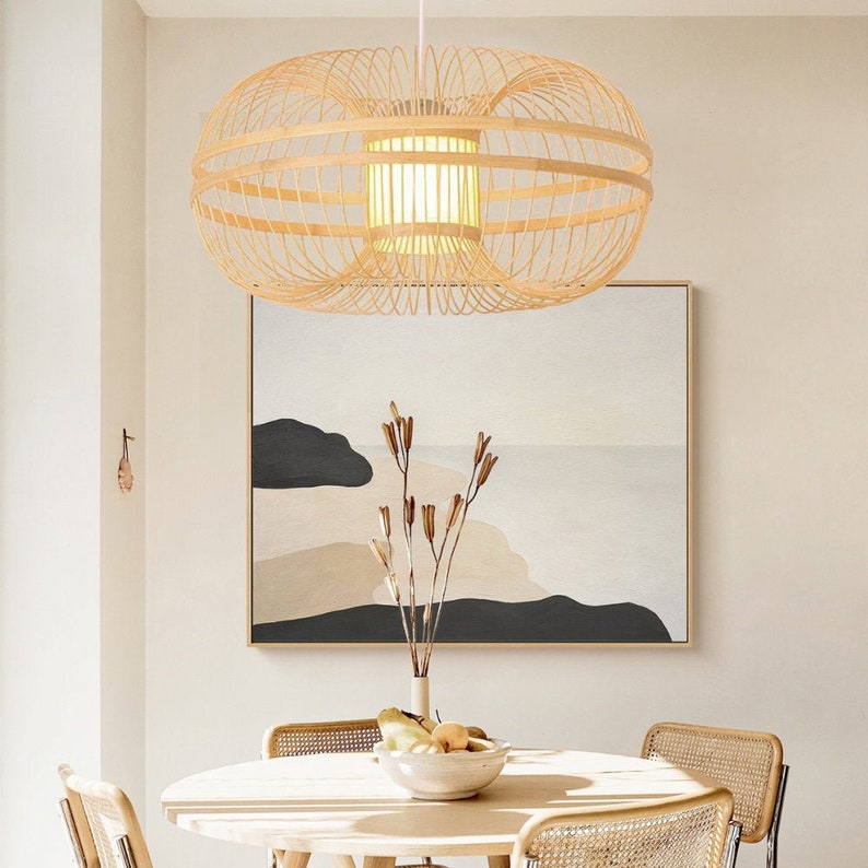 Bamboo Pendant Light in Wood or Black