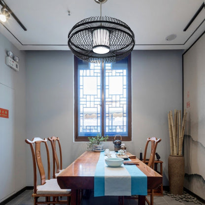 Bamboo Pendant Light in Wood or Black