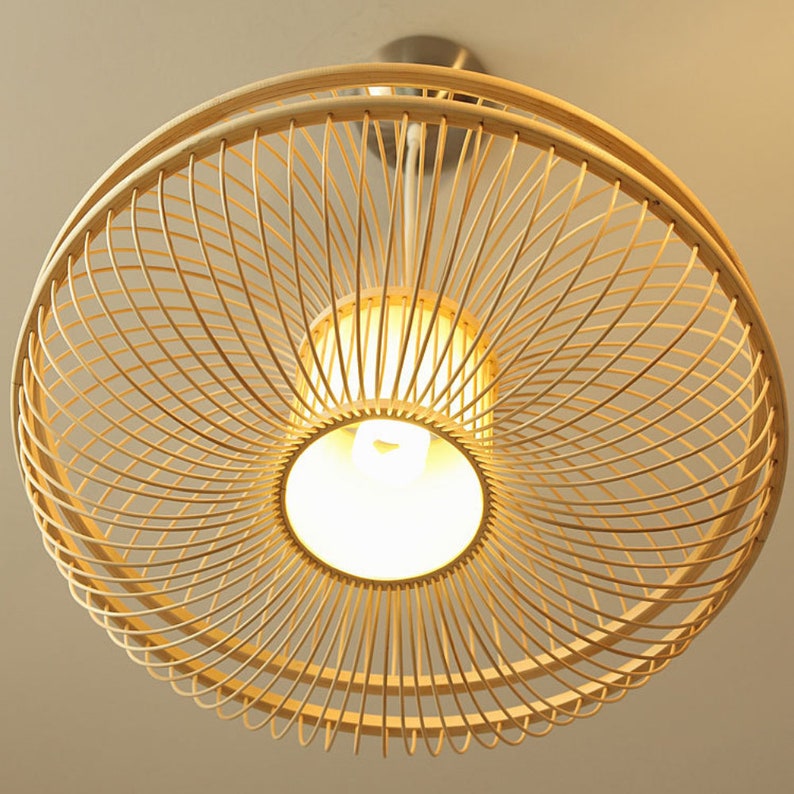 Bamboo Pendant Light in Wood or Black