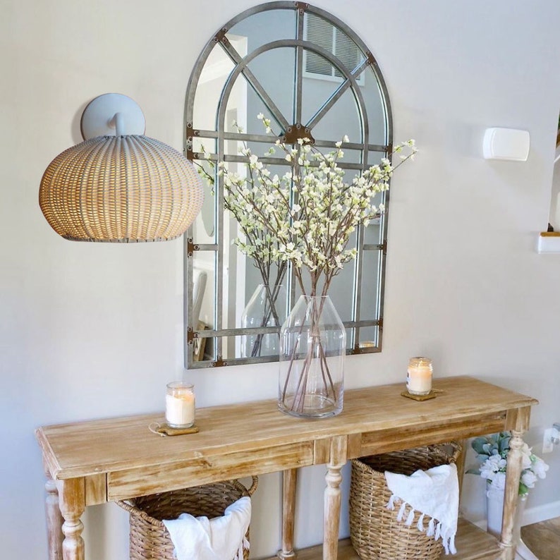 Rattan Globe Mushroom Wall Light