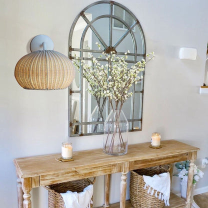 Rattan Globe Mushroom Wall Light