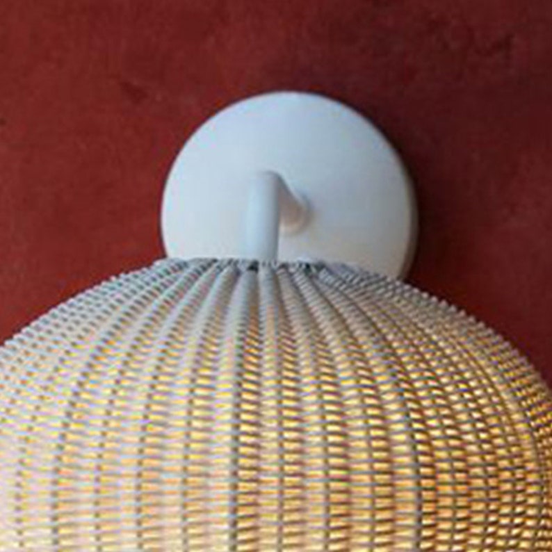 Rattan Globe Mushroom Wall Light