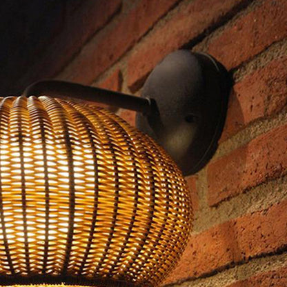 Rattan Globe Mushroom Wall Light