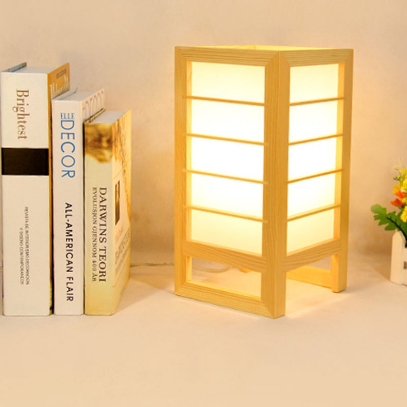 Small Wooden Japanese Desk Light