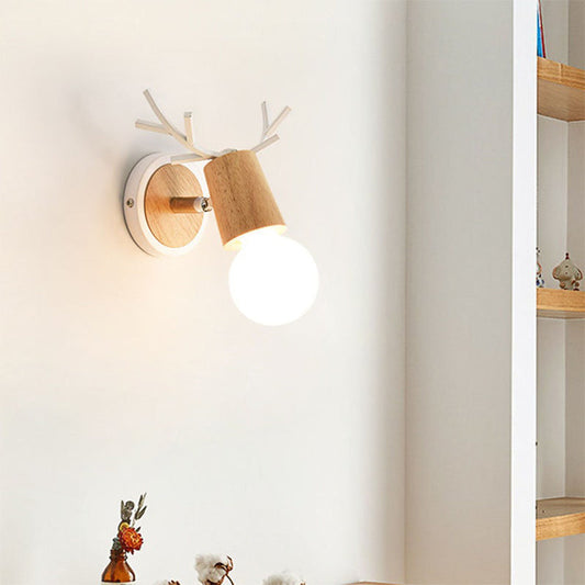White Wooden Elk Wall Lamp Bedside Lamp-[Modern pendant lighting for bedroom and living space]-Demolights UK