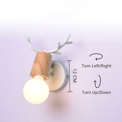 White Wooden Elk Wall Lamp