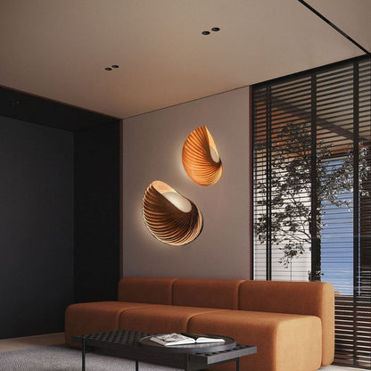 Shell Form Wood Wall Sconce