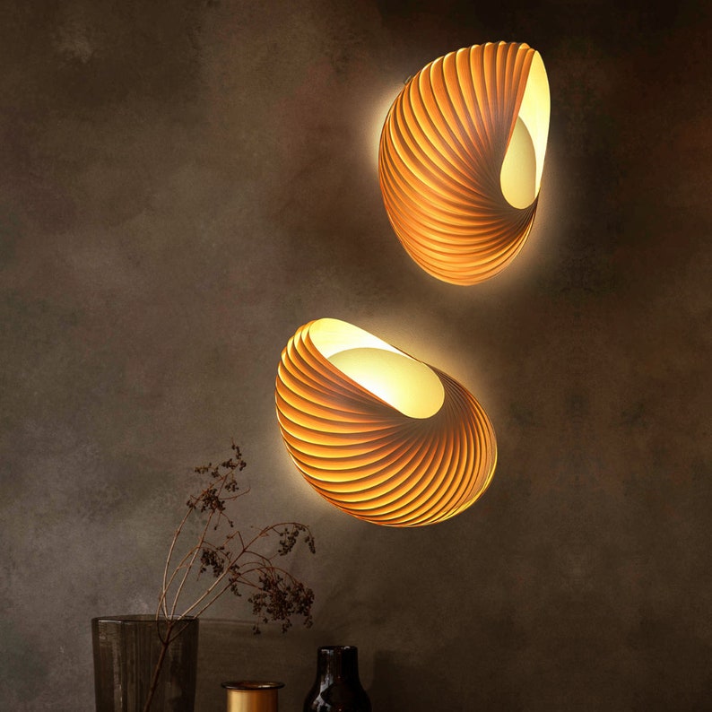 Shell Form Wood Wall Sconce