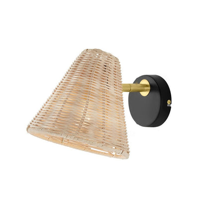 Wide Rattan Wicker Wall Lamp