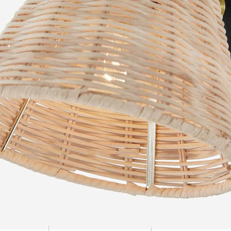 Wide Rattan Wicker Wall Lamp