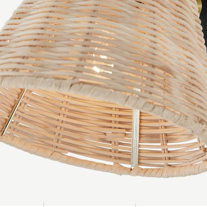 Wide Rattan Wicker Wall Lamp