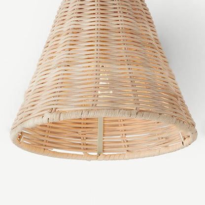 Wide Rattan Wicker Wall Lamp