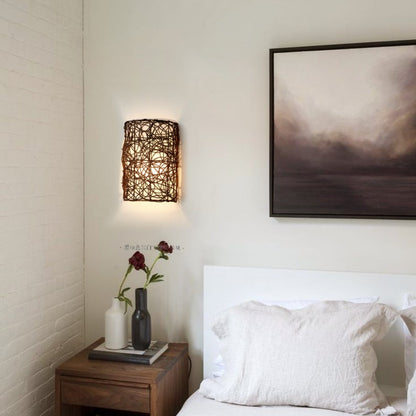 Rattan Boho Wall Sconce