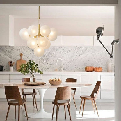 Ribbed Glass Globe Cluster Chandelier