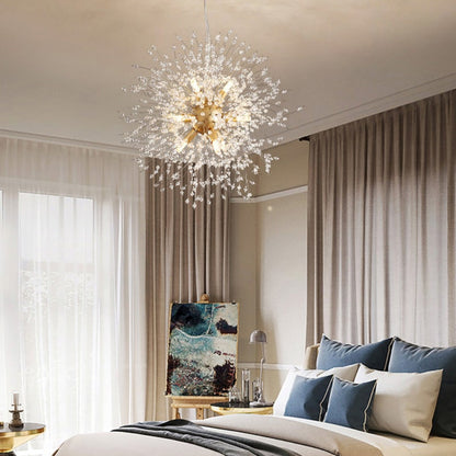 Design Dandelion Beaded Ceiling Light Flower Pendant Lights Crystal Chandelier-[Modern pendant lighting for bedroom and living space]-Demolights UK