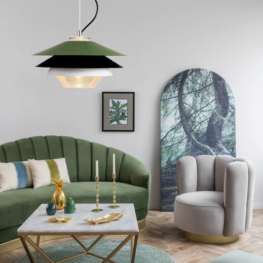 Green Pendant Light Modern Chandelier 3 Layer Light Fixture Art-[Modern pendant lighting for bedroom and living space]-Demolights UK
