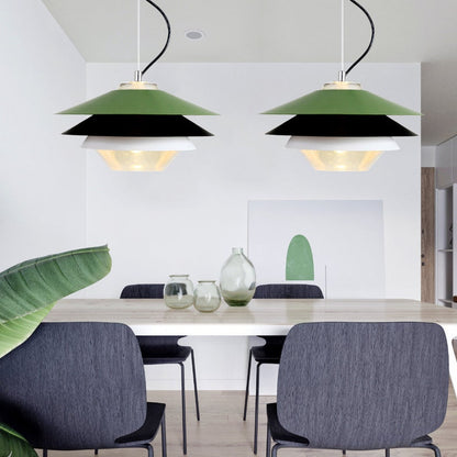 Green Three-Layer Metal Pendant Light
