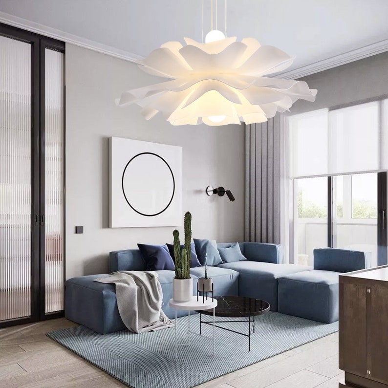 White Flower Petal Pendant Light, 60cm