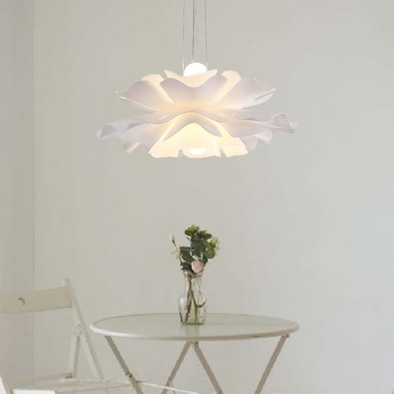 White Plastic Ceiling Light Metal Nordic pendant light Flower Chandelier Lighting-[Modern pendant lighting for bedroom and living space]-Demolights UK