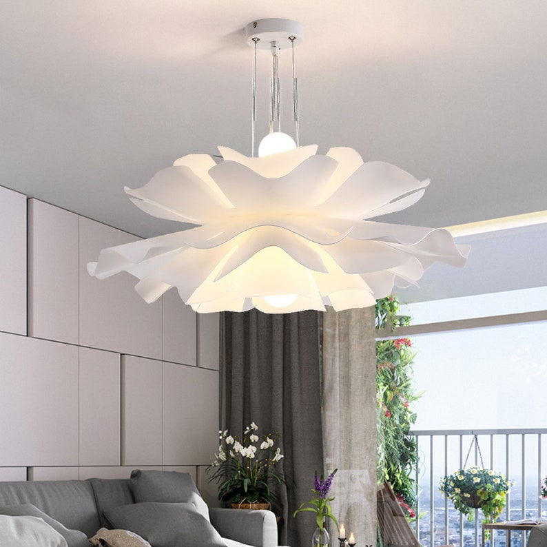 White Flower Petal Pendant Light, 60cm