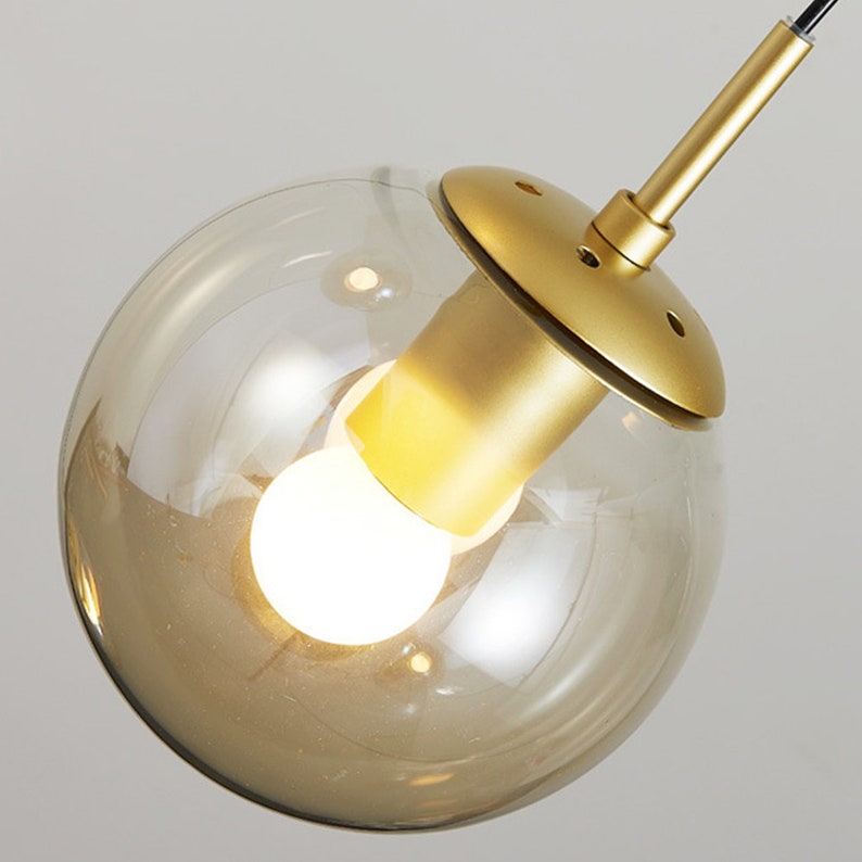 Spiral Amber Glass Globe Staircase Chandelier