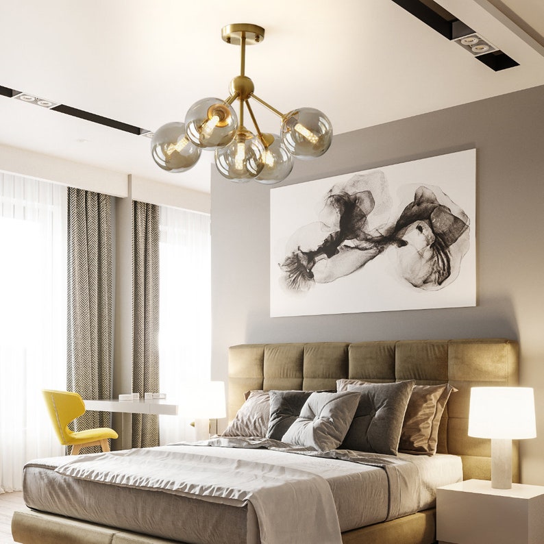 Brass Sputnik Glass Globe Flush Mount