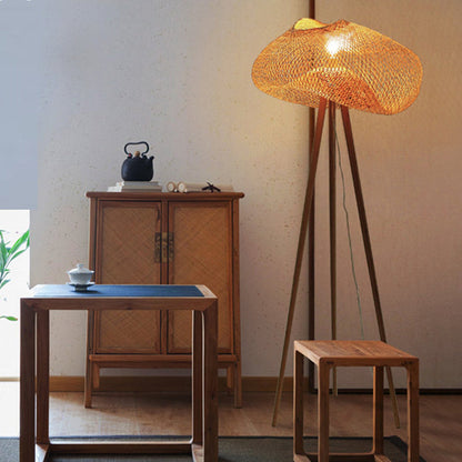 Hand-Knitted Bamboo Floor Lamp