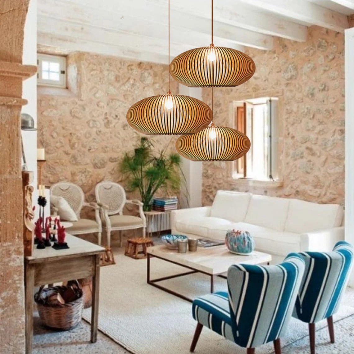 Wood Globe Pendant Light, 60cm