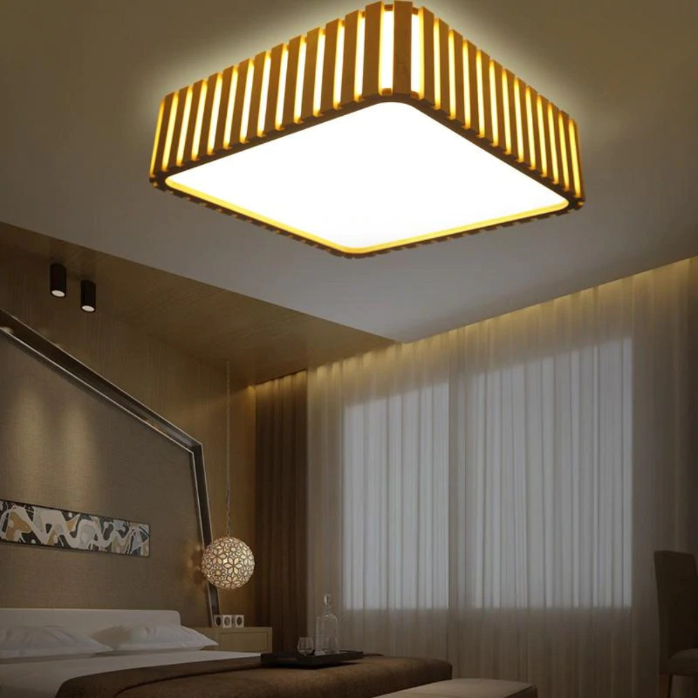 Square Wood LED Ceiling Light