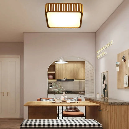 Square Wood LED Ceiling Light